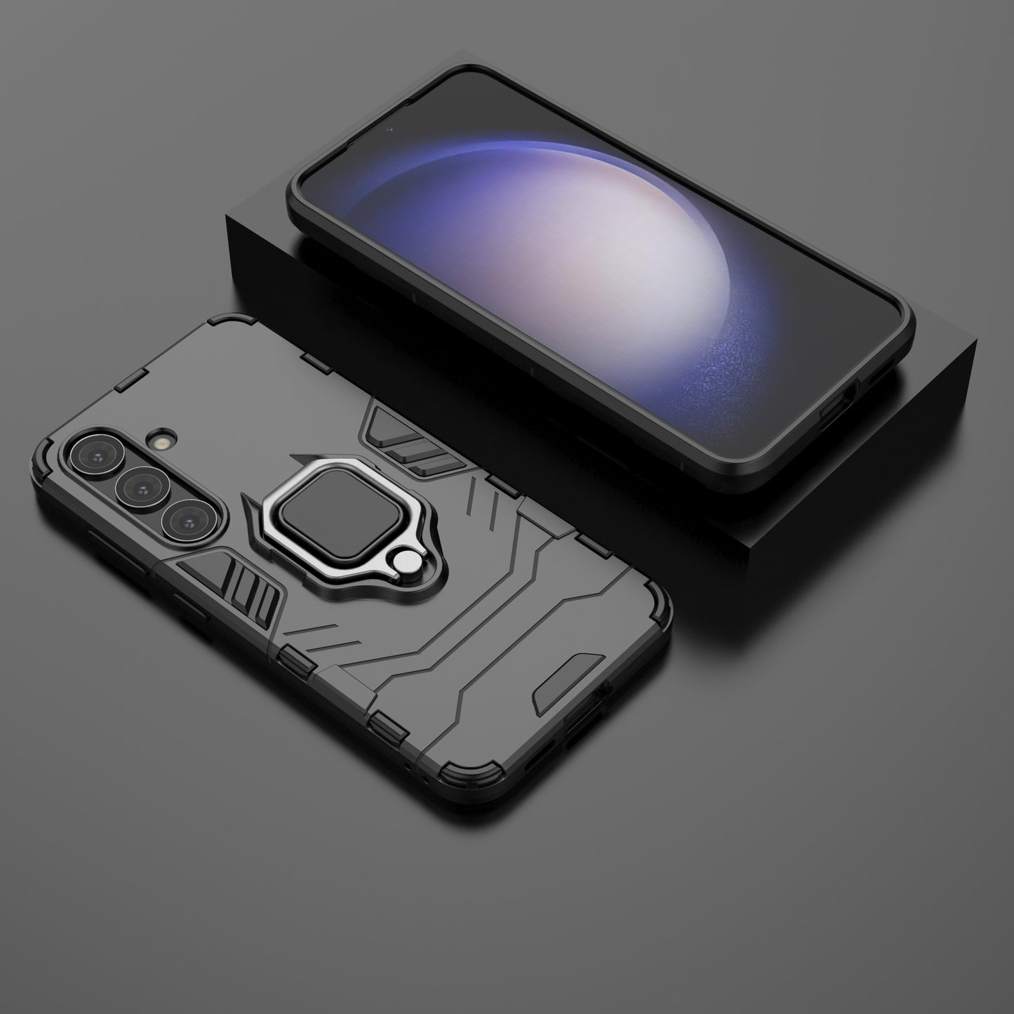 For Samsung Galaxy S24 Case Ring Kickstand Anti-drop Phone Cover - Black