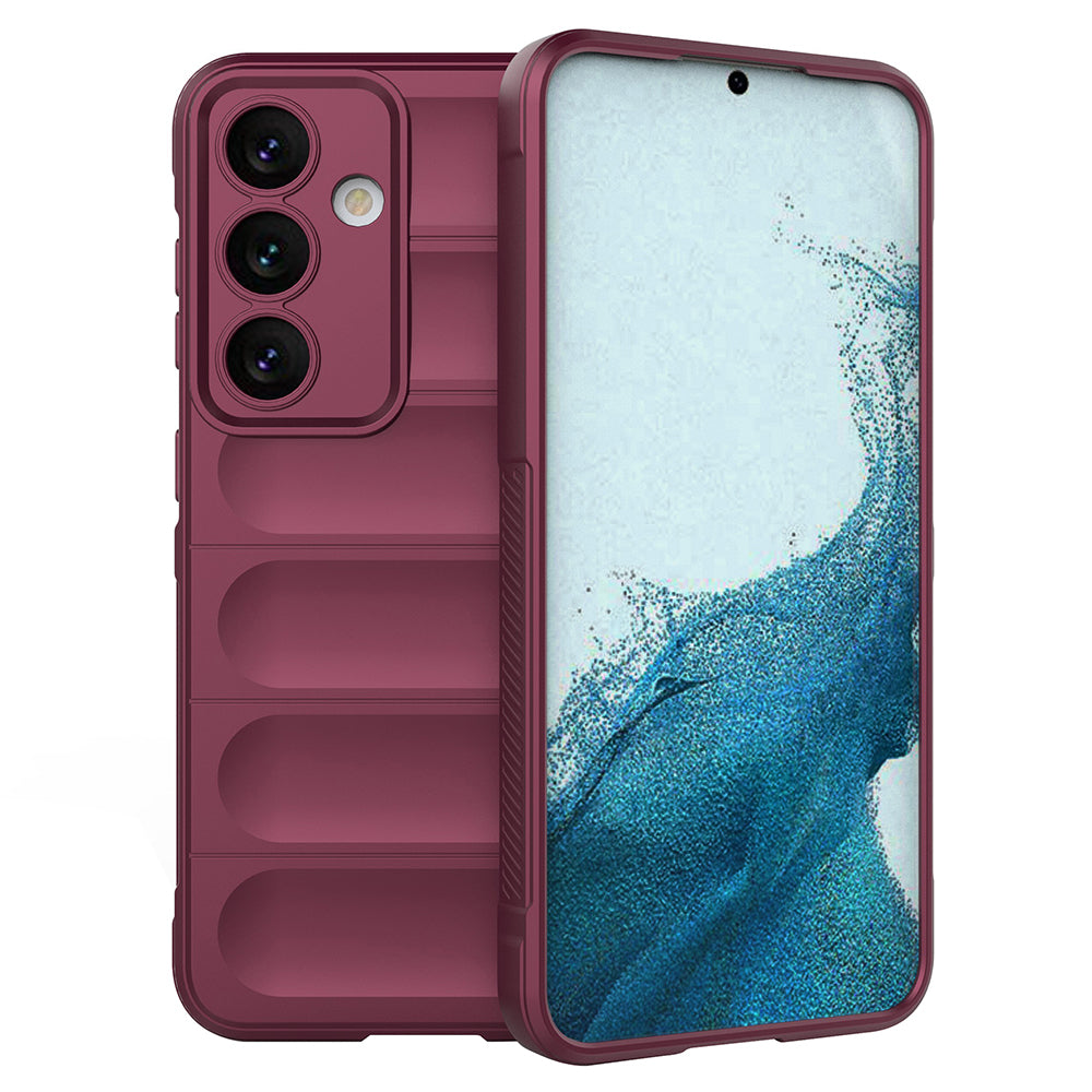 For Samsung Galaxy S24 Case Rugged Soft TPU Mobile Phone Cover - Wine Red