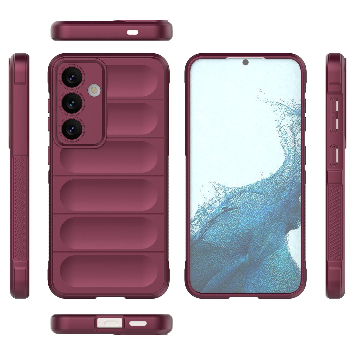 For Samsung Galaxy S24 Case Rugged Soft TPU Mobile Phone Cover - Wine Red