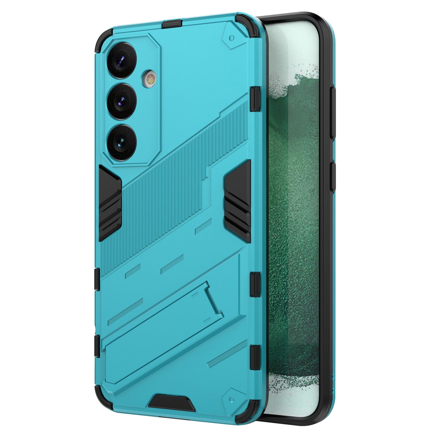 For Samsung Galaxy S24+ Case PC+TPU Phone Cover with Kickstand - Baby Blue