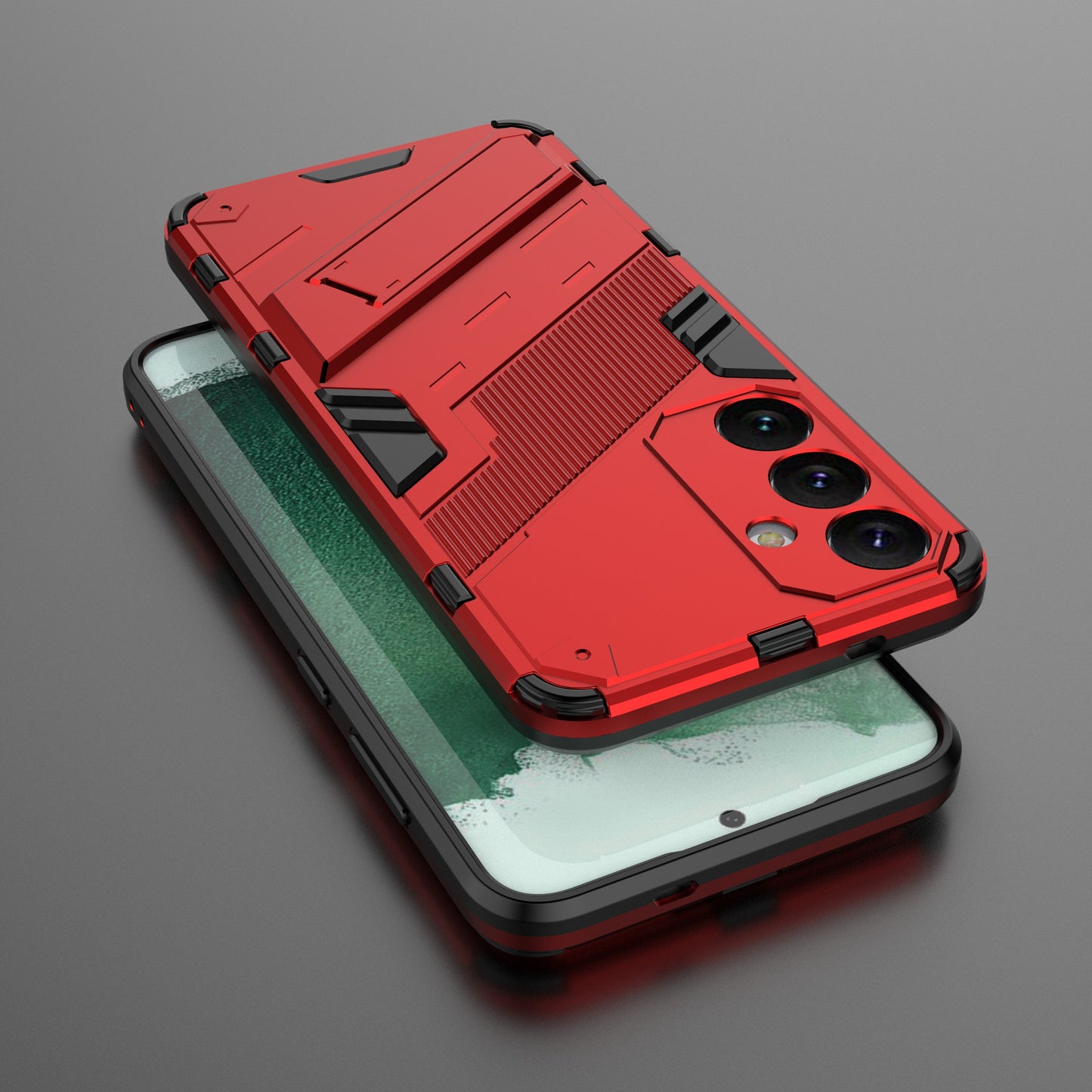 For Samsung Galaxy S24+ Case PC+TPU Phone Cover with Kickstand - Red