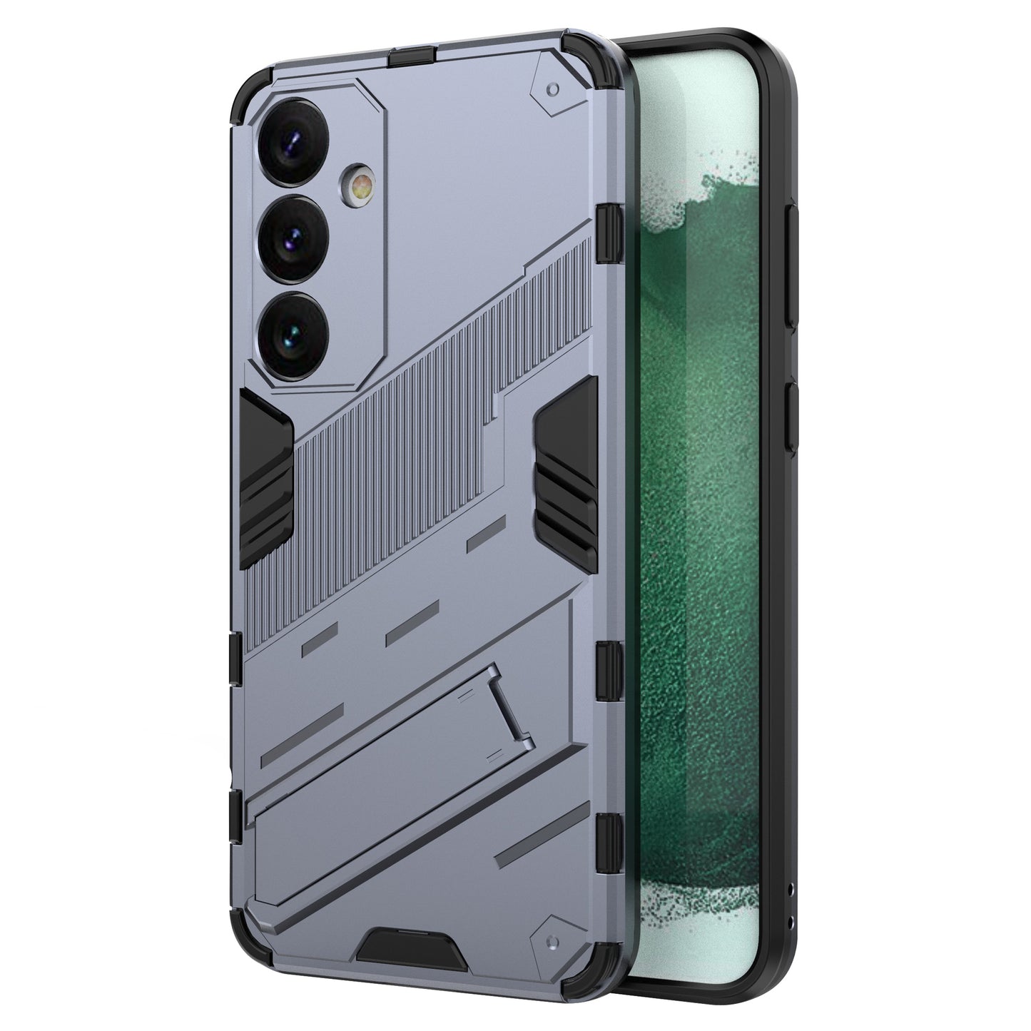 For Samsung Galaxy S24+ Case PC+TPU Phone Cover with Kickstand - Dark Blue