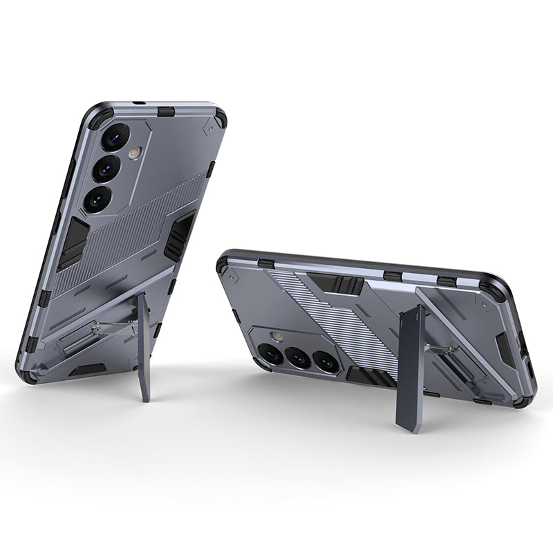 For Samsung Galaxy S24+ Case PC+TPU Phone Cover with Kickstand - Dark Blue