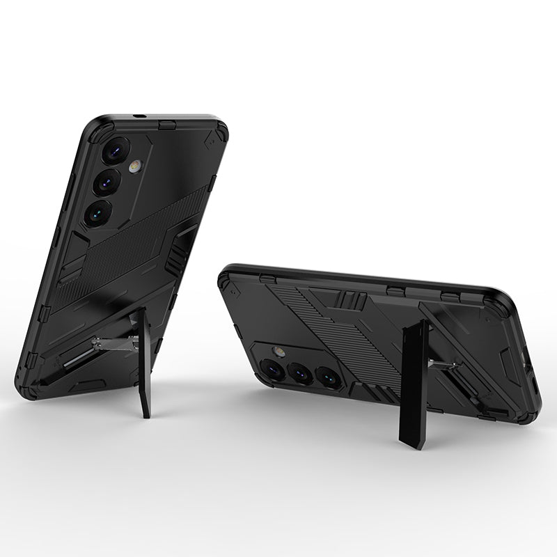 For Samsung Galaxy S24+ Case PC+TPU Phone Cover with Kickstand - Black