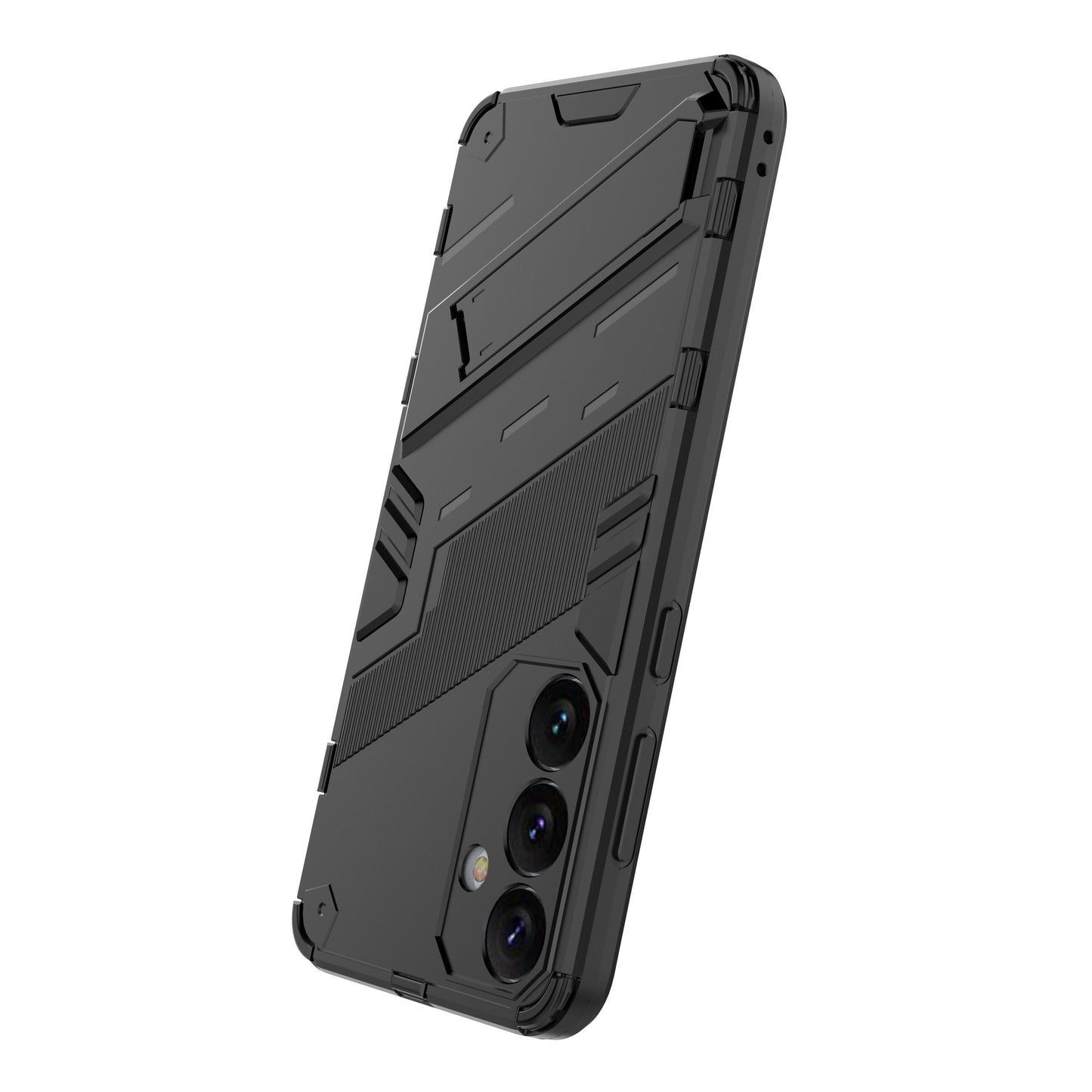 For Samsung Galaxy S24+ Case PC+TPU Phone Cover with Kickstand - Black