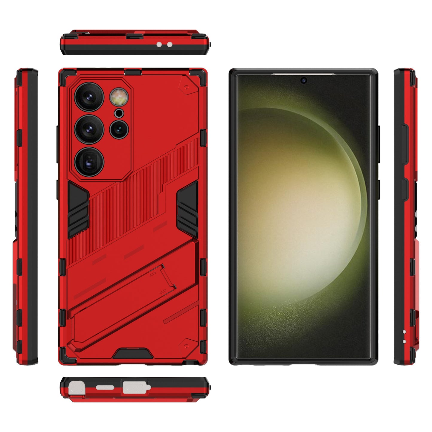 For Samsung Galaxy S24 Ultra Case Kickstand Anti-drop Phone Cover - Red