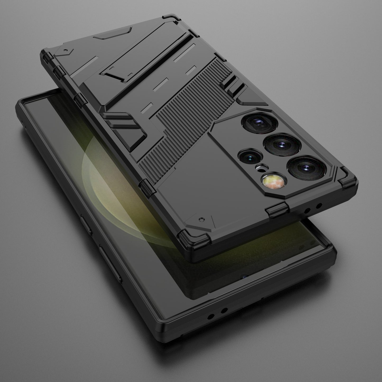 For Samsung Galaxy S24 Ultra Case Kickstand Anti-drop Phone Cover - Black