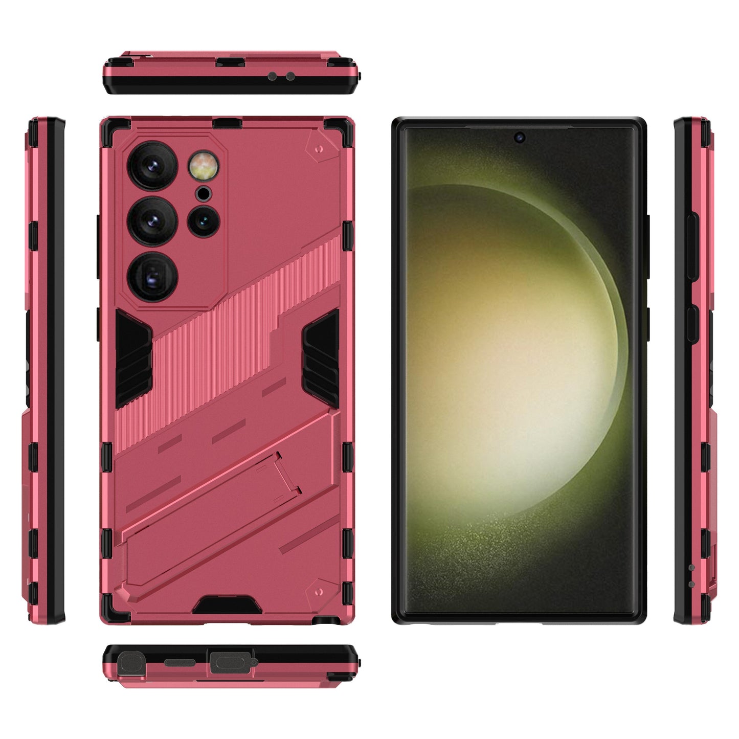 For Samsung Galaxy S24 Ultra Case Kickstand Anti-drop Phone Cover - Rose