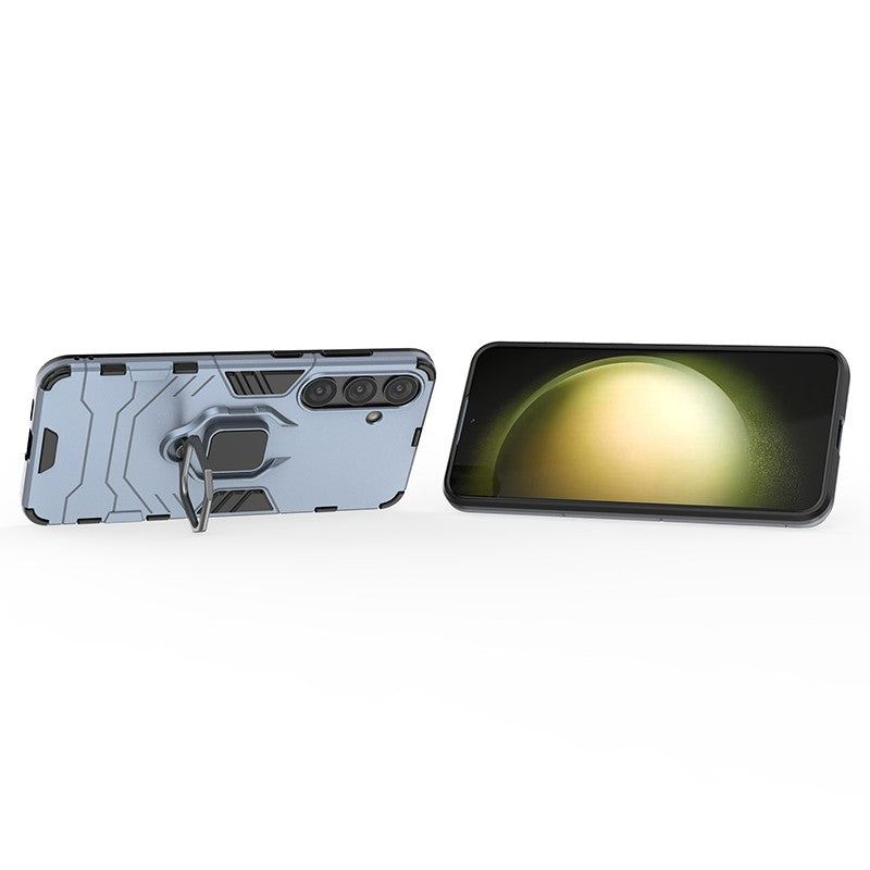 For Samsung Galaxy S24+ Case Ring Holder Kickstand PC+TPU Phone Cover - Blue