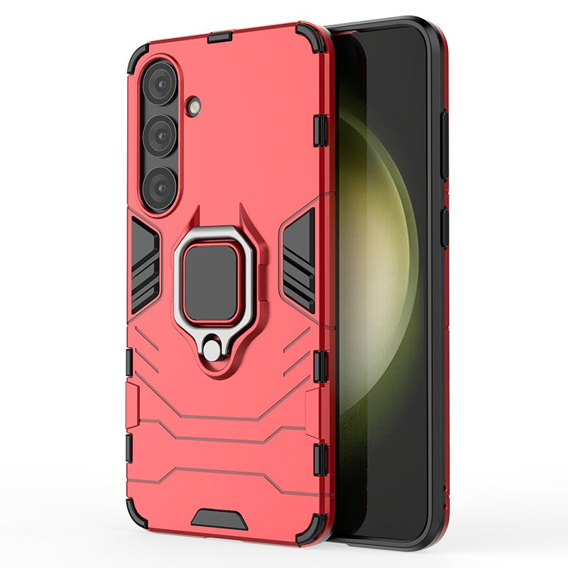 For Samsung Galaxy S24+ Case Ring Holder Kickstand PC+TPU Phone Cover - Red