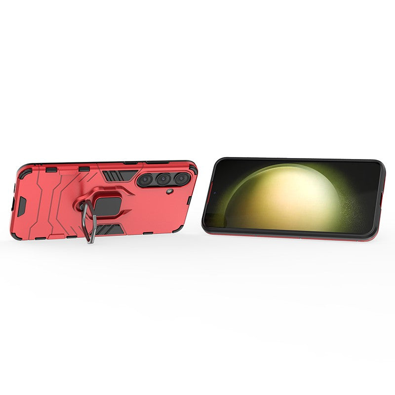 For Samsung Galaxy S24+ Case Ring Holder Kickstand PC+TPU Phone Cover - Red