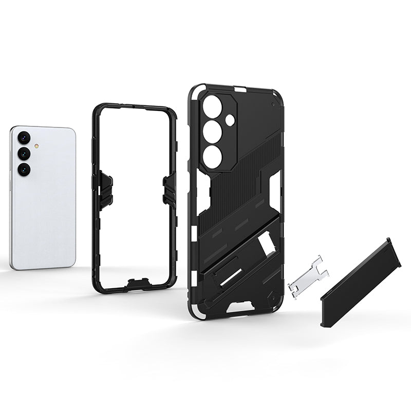 For Samsung Galaxy S24 Case PC+TPU Kickstand Phone Cover - Black