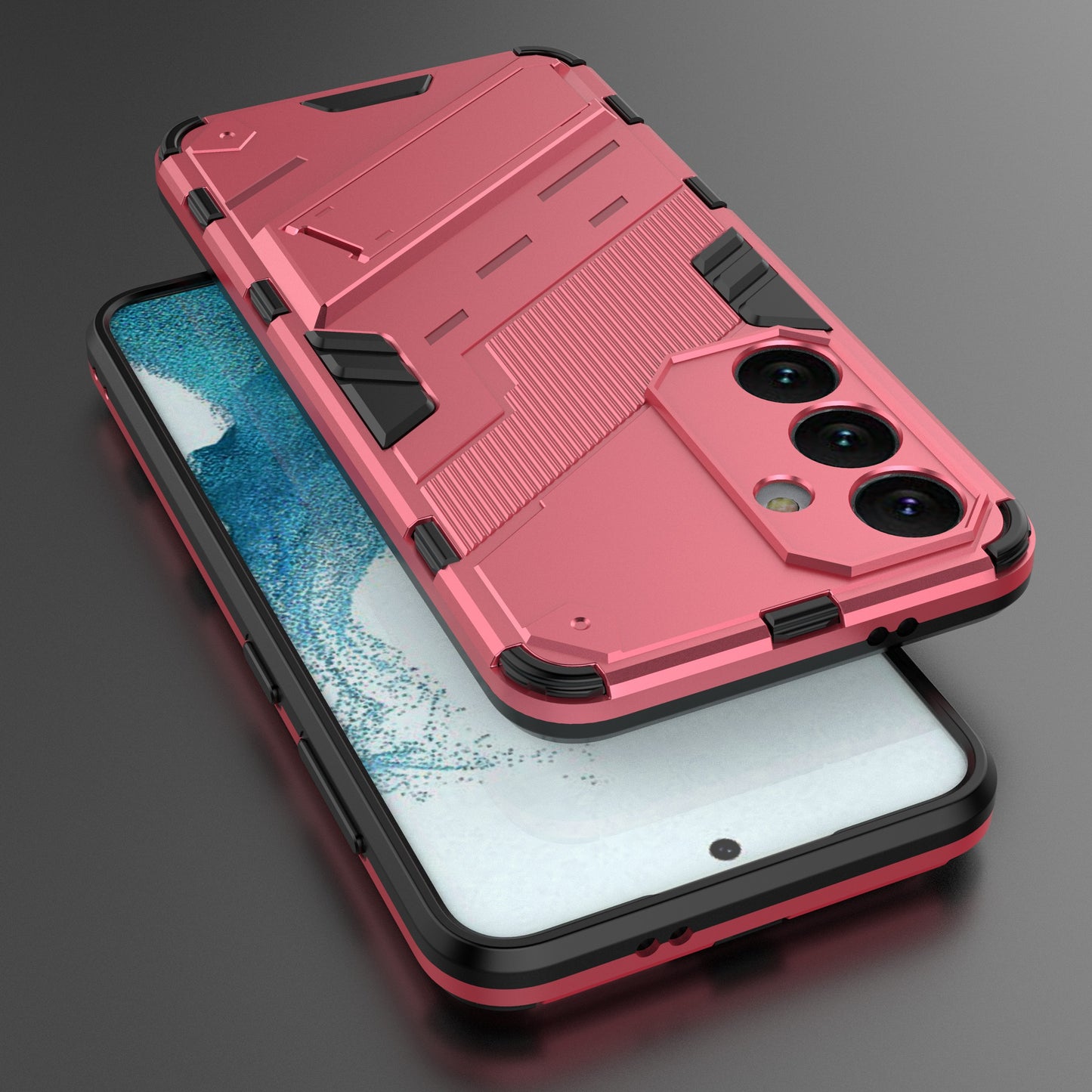 For Samsung Galaxy S24 Case PC+TPU Kickstand Phone Cover - Rose