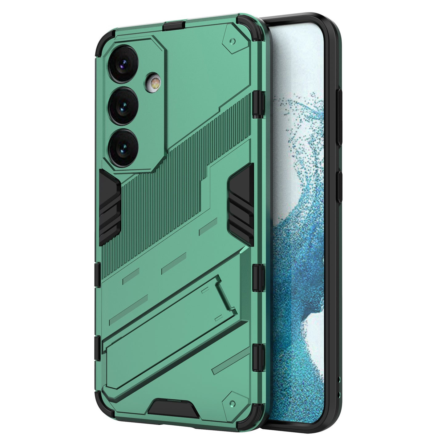 For Samsung Galaxy S24 Case PC+TPU Kickstand Phone Cover - Green