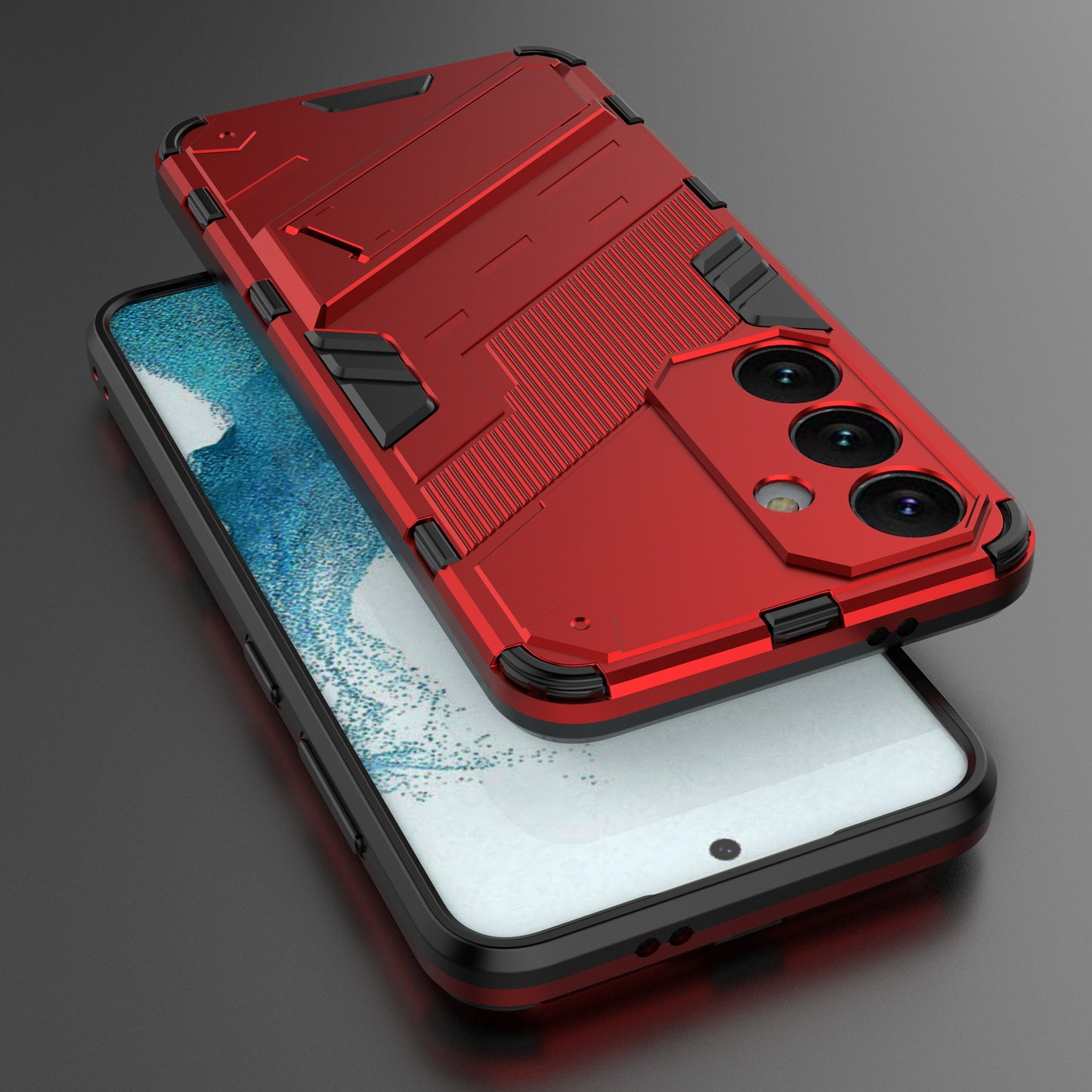 For Samsung Galaxy S24 Case PC+TPU Kickstand Phone Cover - Red