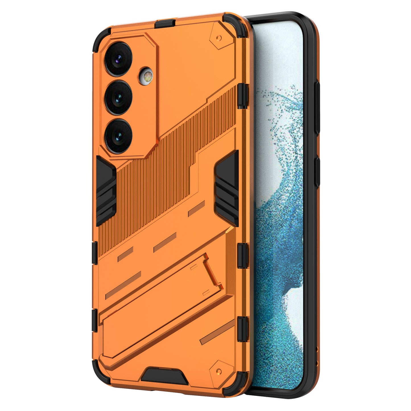 For Samsung Galaxy S24 Case PC+TPU Kickstand Phone Cover - Orange