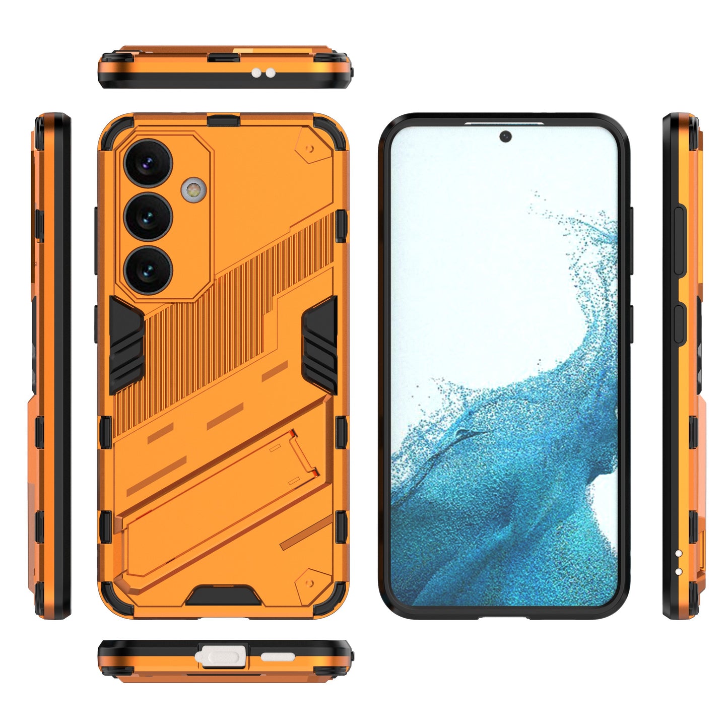 For Samsung Galaxy S24 Case PC+TPU Kickstand Phone Cover - Orange
