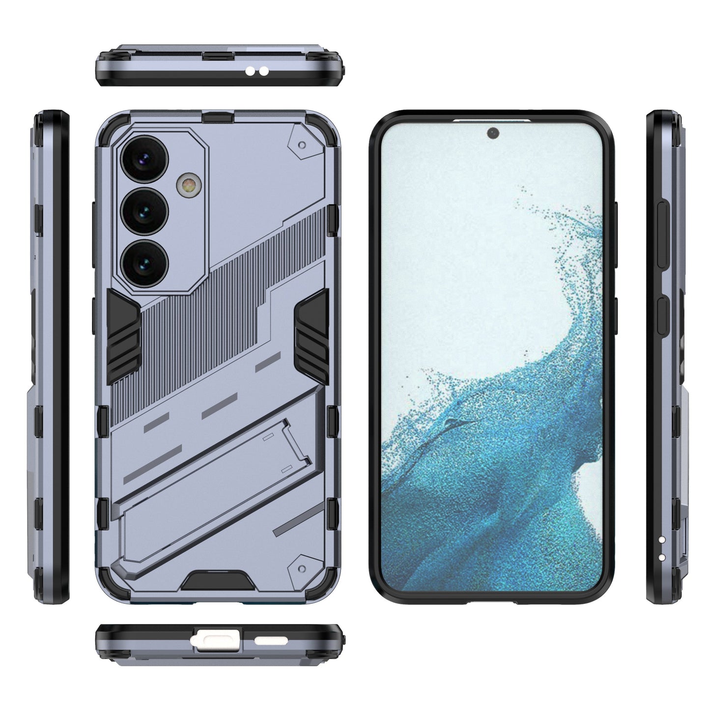 For Samsung Galaxy S24 Case PC+TPU Kickstand Phone Cover - Dark Blue