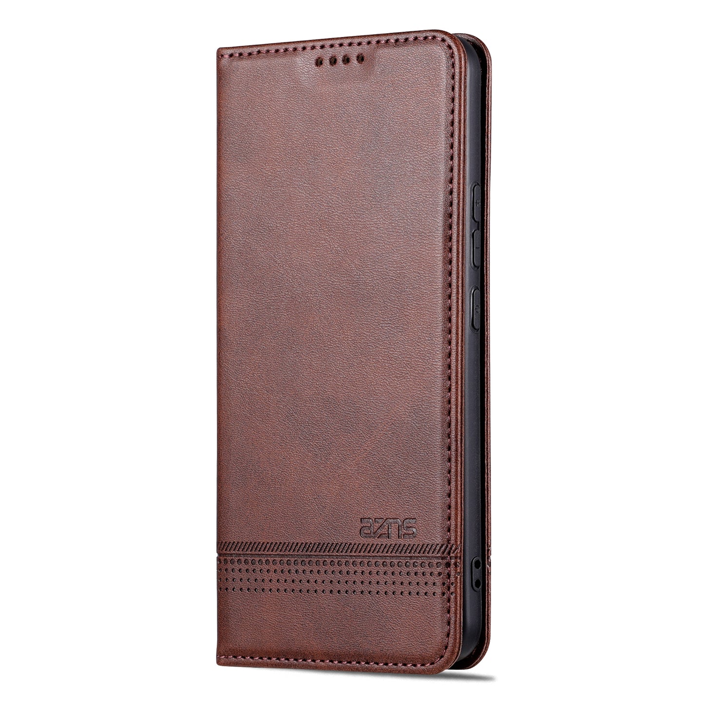AZNS For Xiaomi Redmi Note 13 Pro+ 5G Case Cowhide Texture Leather Wallet Cover - Coffee
