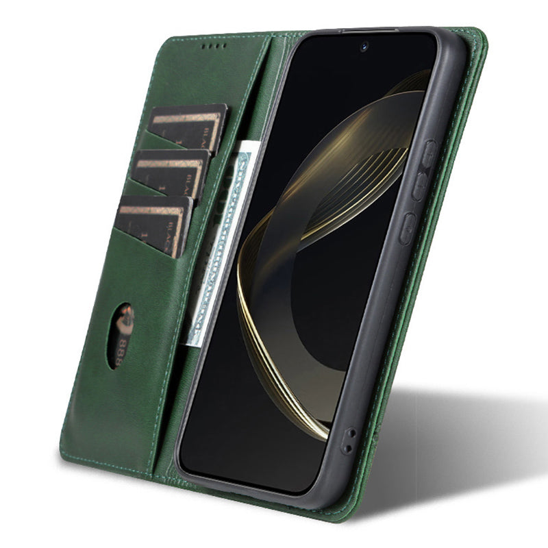 AZNS For Xiaomi Redmi Note 13 Pro+ 5G Case Cowhide Texture Leather Wallet Cover - Green