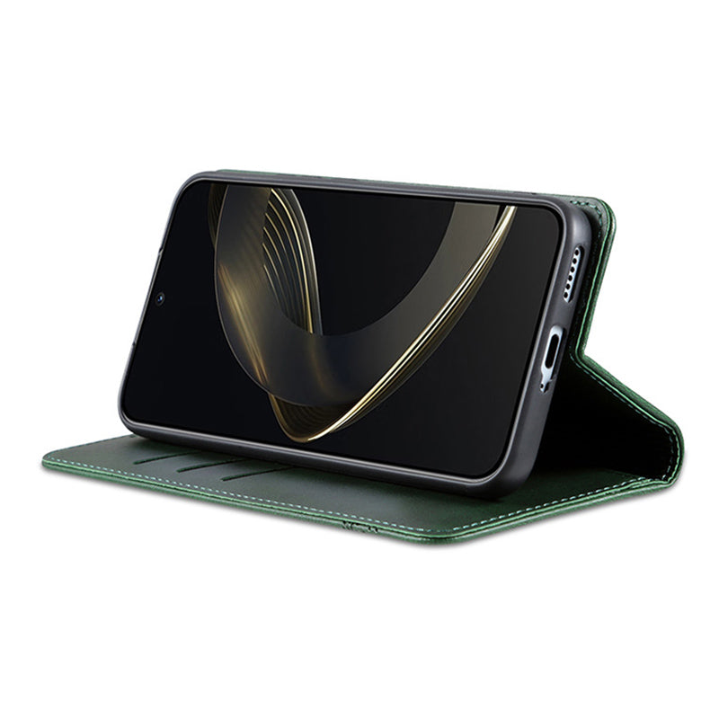 AZNS For Xiaomi Redmi Note 13 Pro+ 5G Case Cowhide Texture Leather Wallet Cover - Green