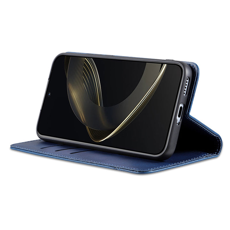 AZNS For Xiaomi Redmi Note 13 Pro+ 5G Case Cowhide Texture Leather Wallet Cover - Blue