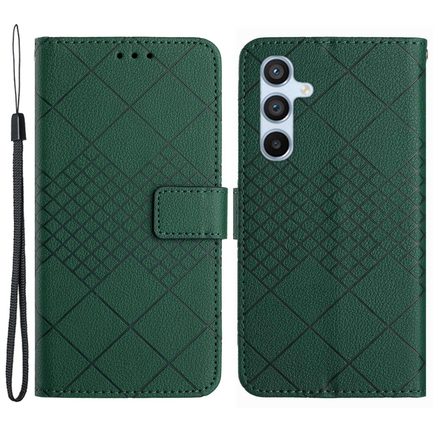 HT06 For Samsung Galaxy S24+ Leather Case Litchi Texture Wallet Phone Cover - Green