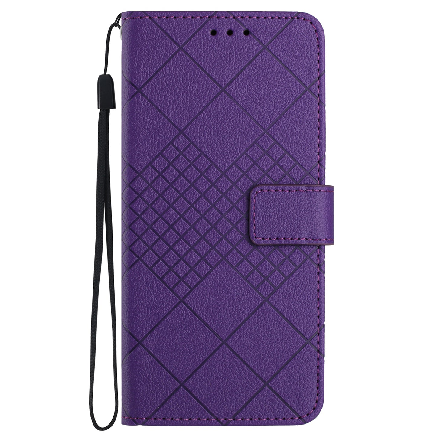 HT06 For Samsung Galaxy S24+ Leather Case Litchi Texture Wallet Phone Cover - Dark Purple