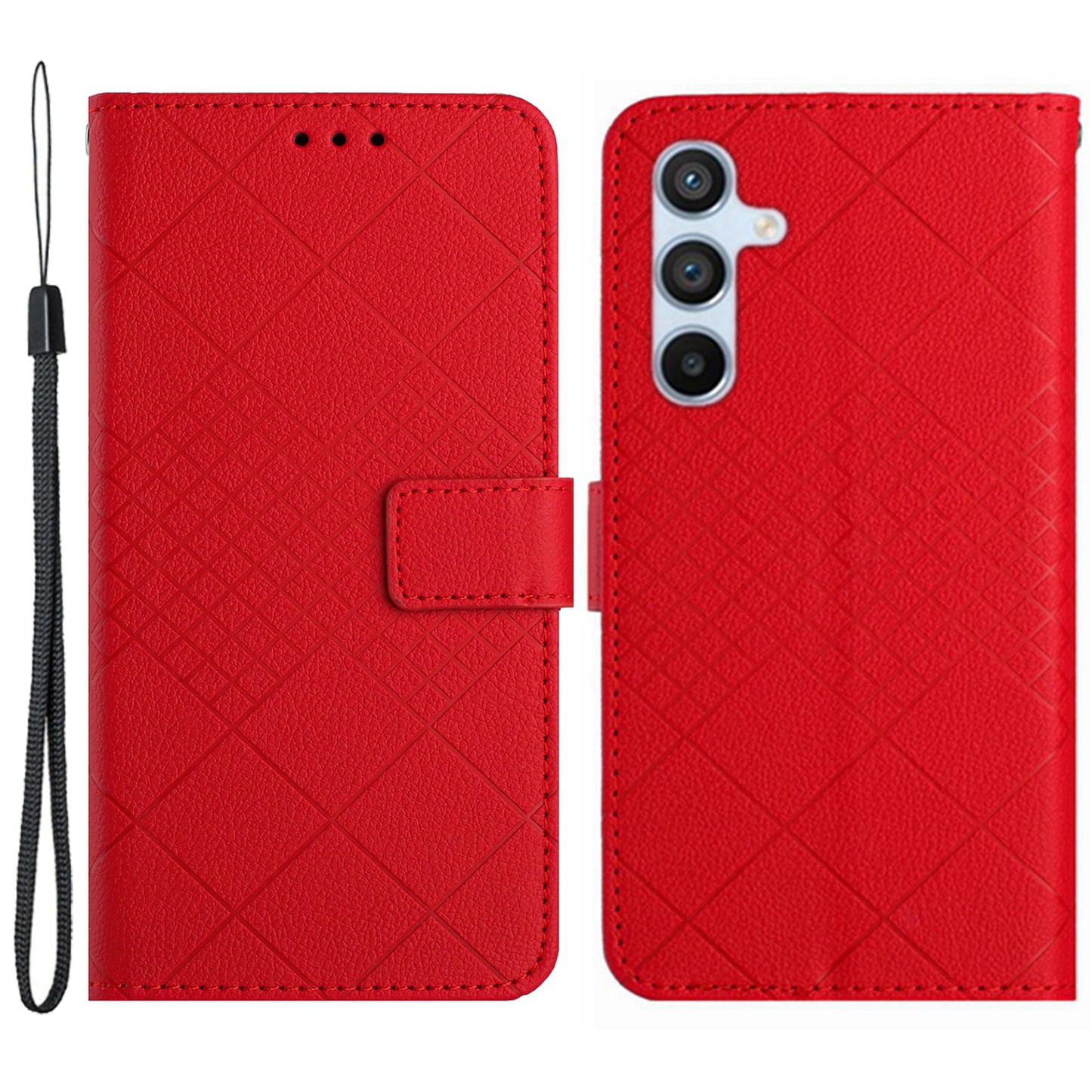 HT06 For Samsung Galaxy S24+ Leather Case Litchi Texture Wallet Phone Cover - Red