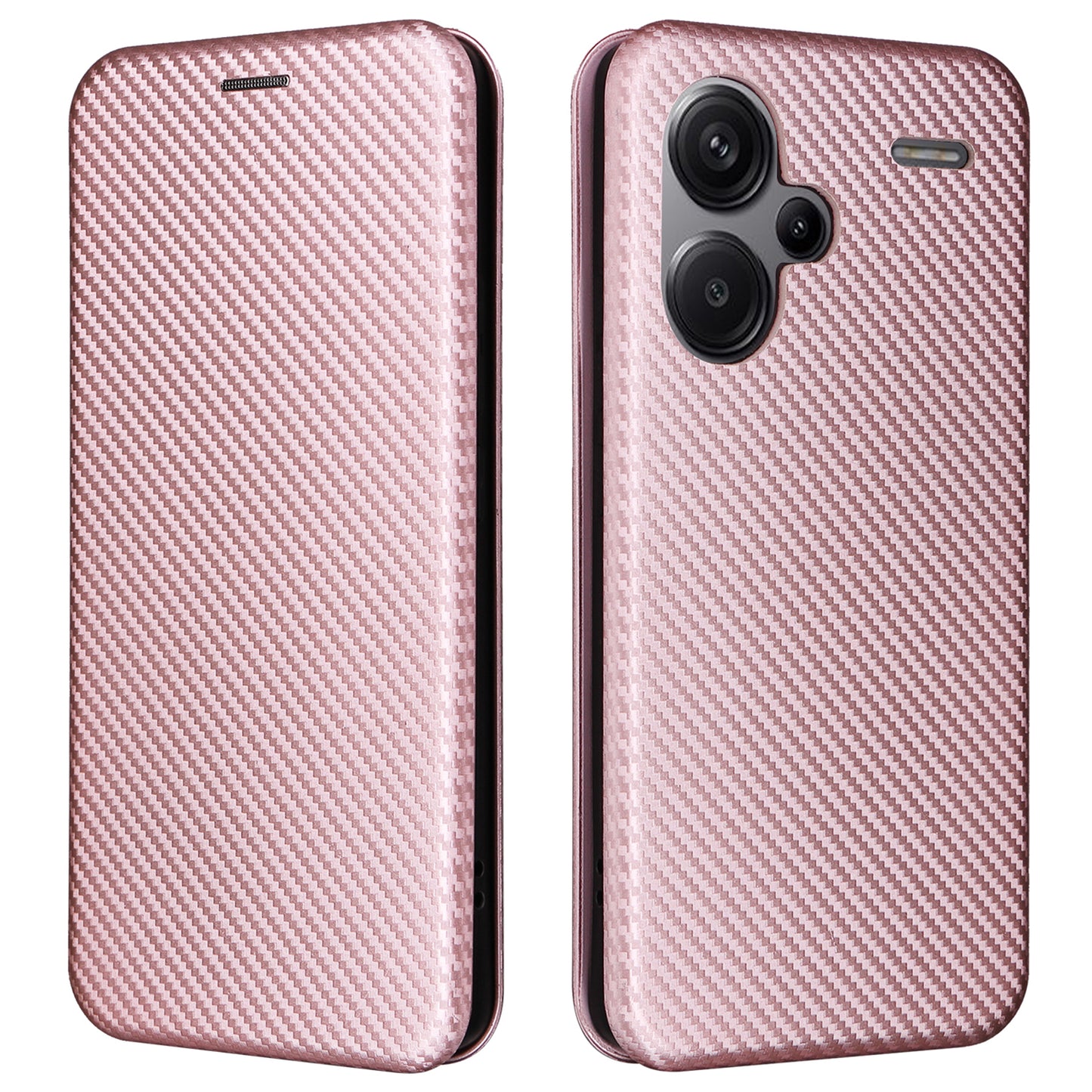 For Xiaomi Redmi Note 13 Pro+ 5G Case Stand Phone Leather Cover with Card Holder - Rose Gold
