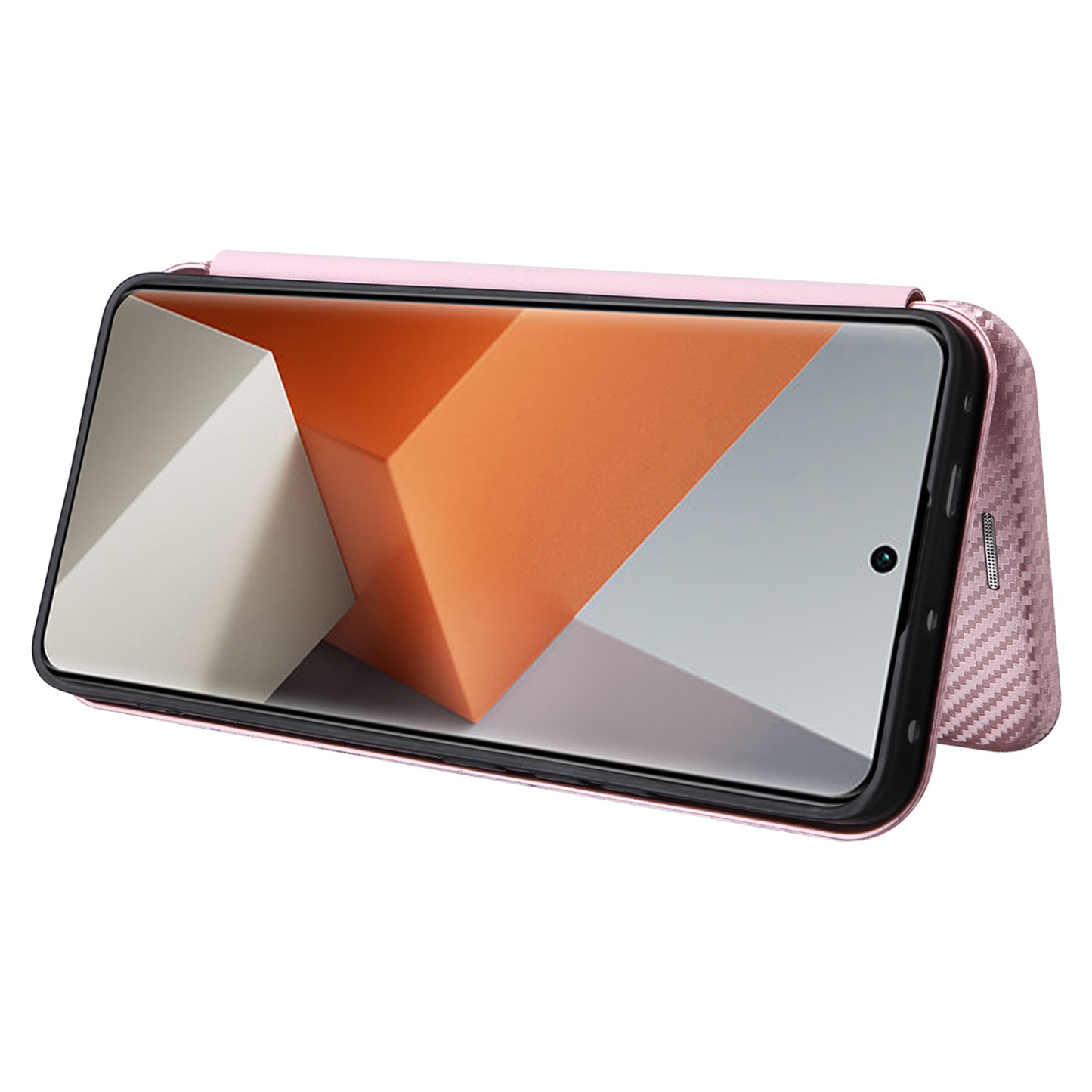 For Xiaomi Redmi Note 13 Pro+ 5G Case Stand Phone Leather Cover with Card Holder - Rose Gold