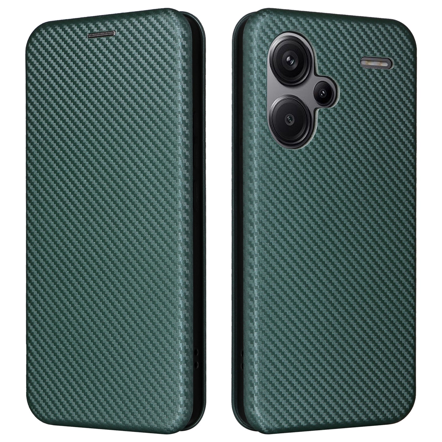 For Xiaomi Redmi Note 13 Pro+ 5G Case Stand Phone Leather Cover with Card Holder - Green