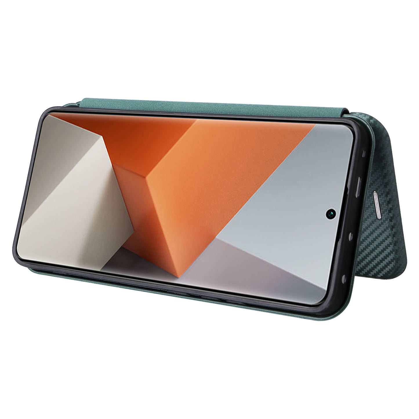 For Xiaomi Redmi Note 13 Pro+ 5G Case Stand Phone Leather Cover with Card Holder - Green