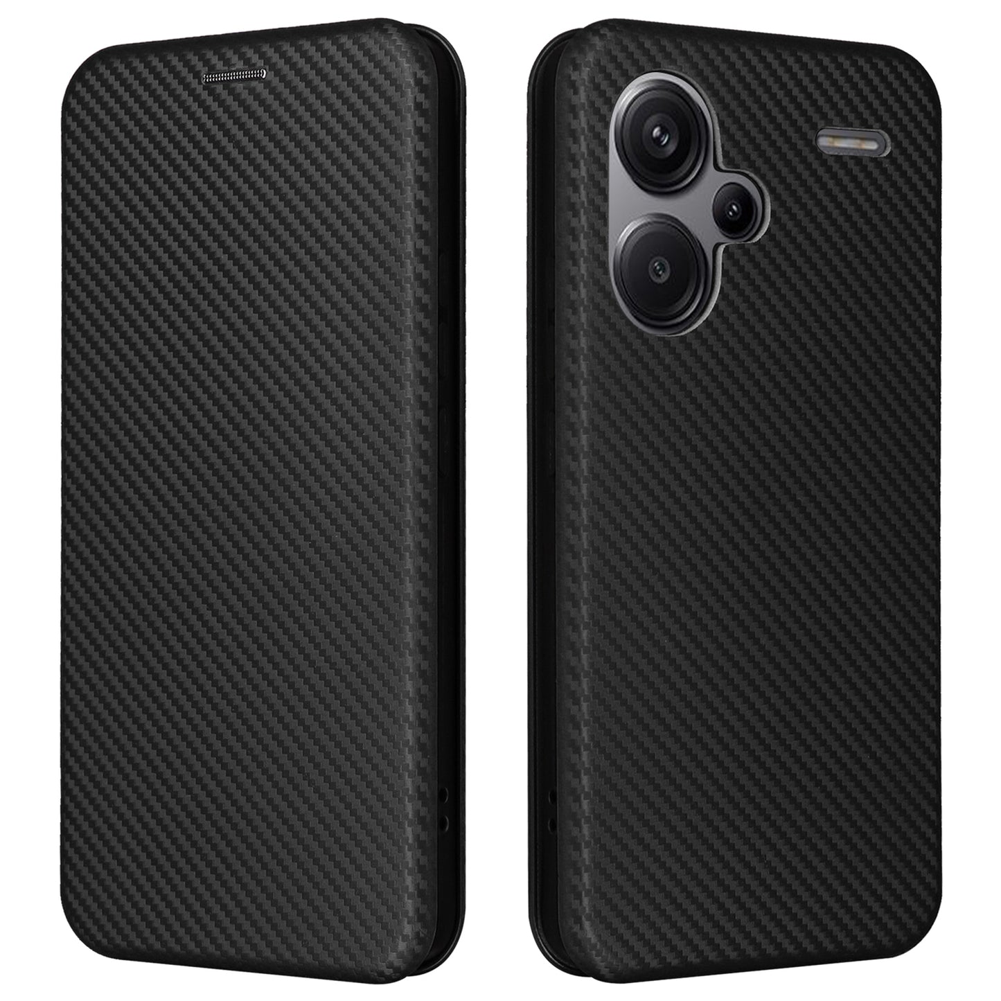 For Xiaomi Redmi Note 13 Pro+ 5G Case Stand Phone Leather Cover with Card Holder - Black