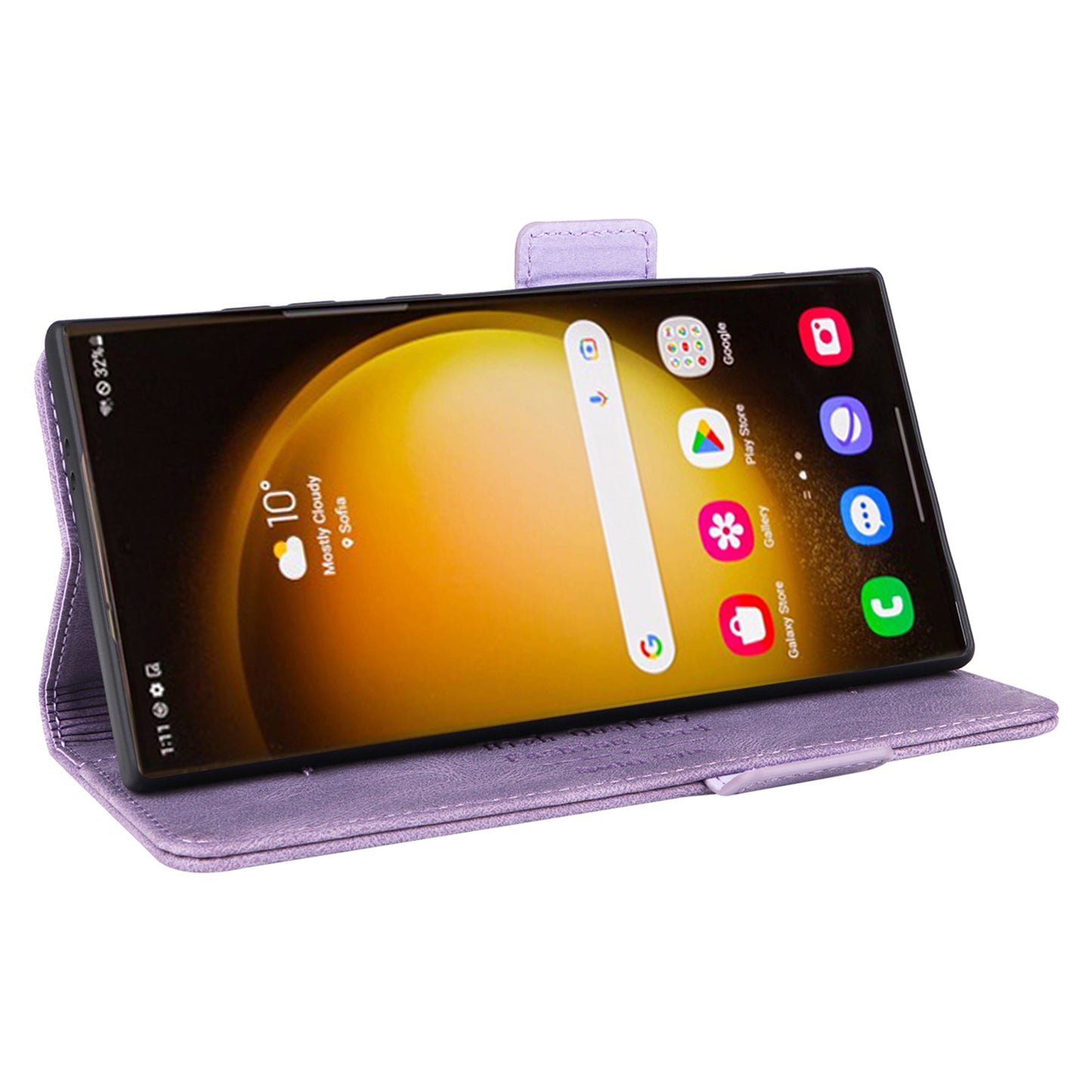 For Samsung Galaxy S24 Ultra Case Hardware Decor Anti-scratch PU Leather Phone Cover - Purple