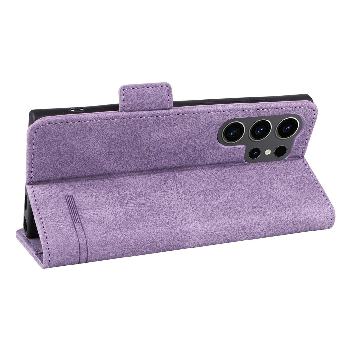 For Samsung Galaxy S24 Ultra Case Hardware Decor Anti-scratch PU Leather Phone Cover - Purple
