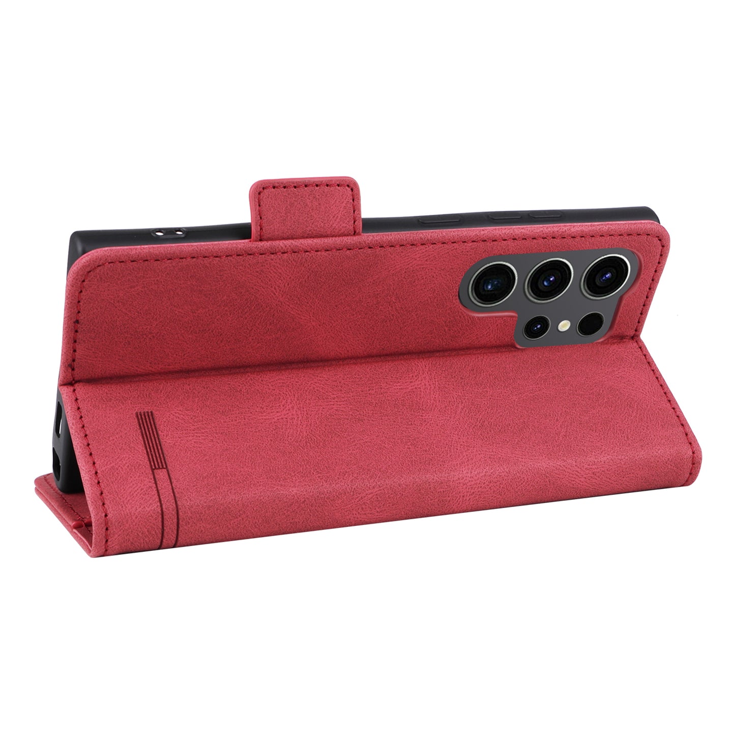 For Samsung Galaxy S24 Ultra Case Hardware Decor Anti-scratch PU Leather Phone Cover - Rose