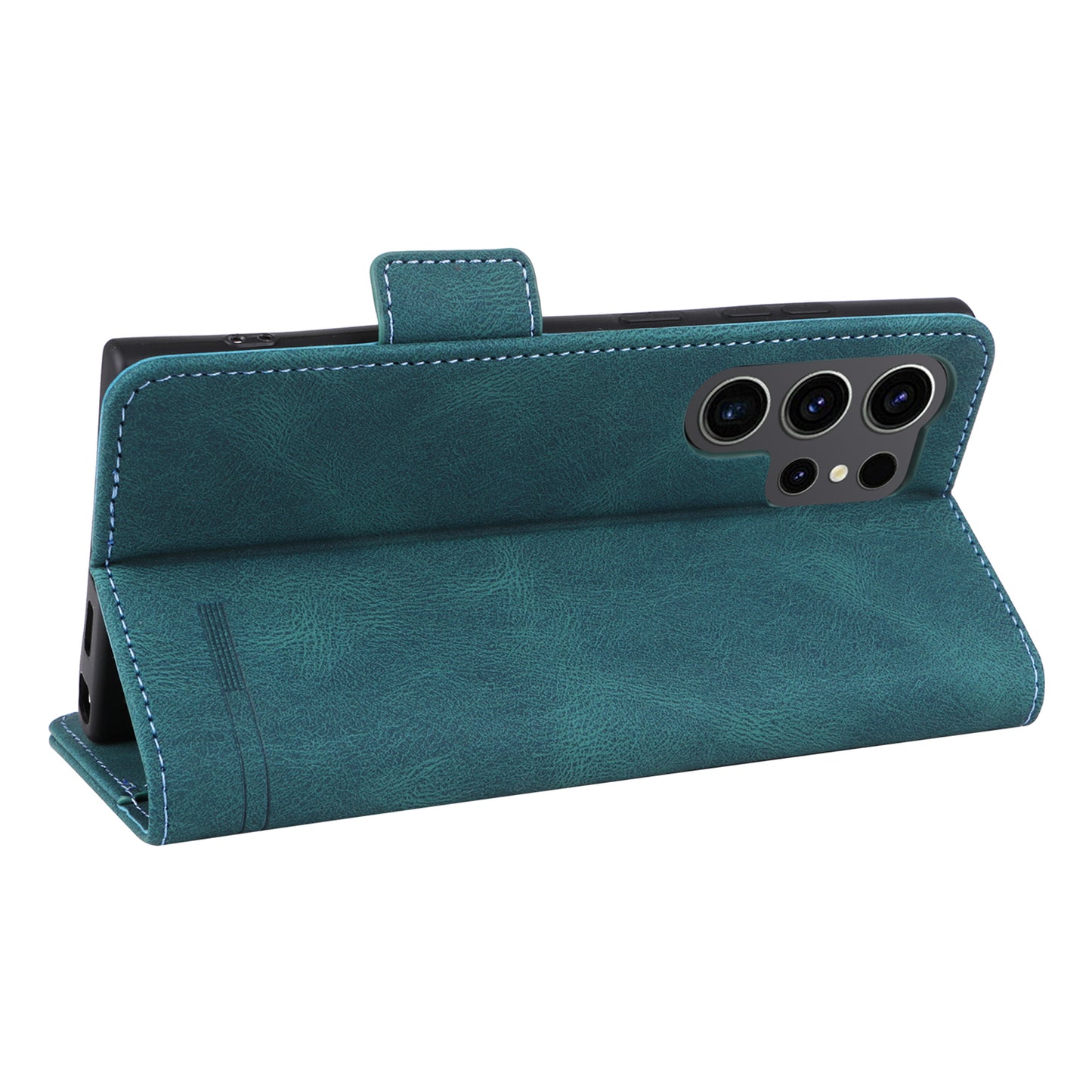 For Samsung Galaxy S24 Ultra Case Hardware Decor Anti-scratch PU Leather Phone Cover - Blue
