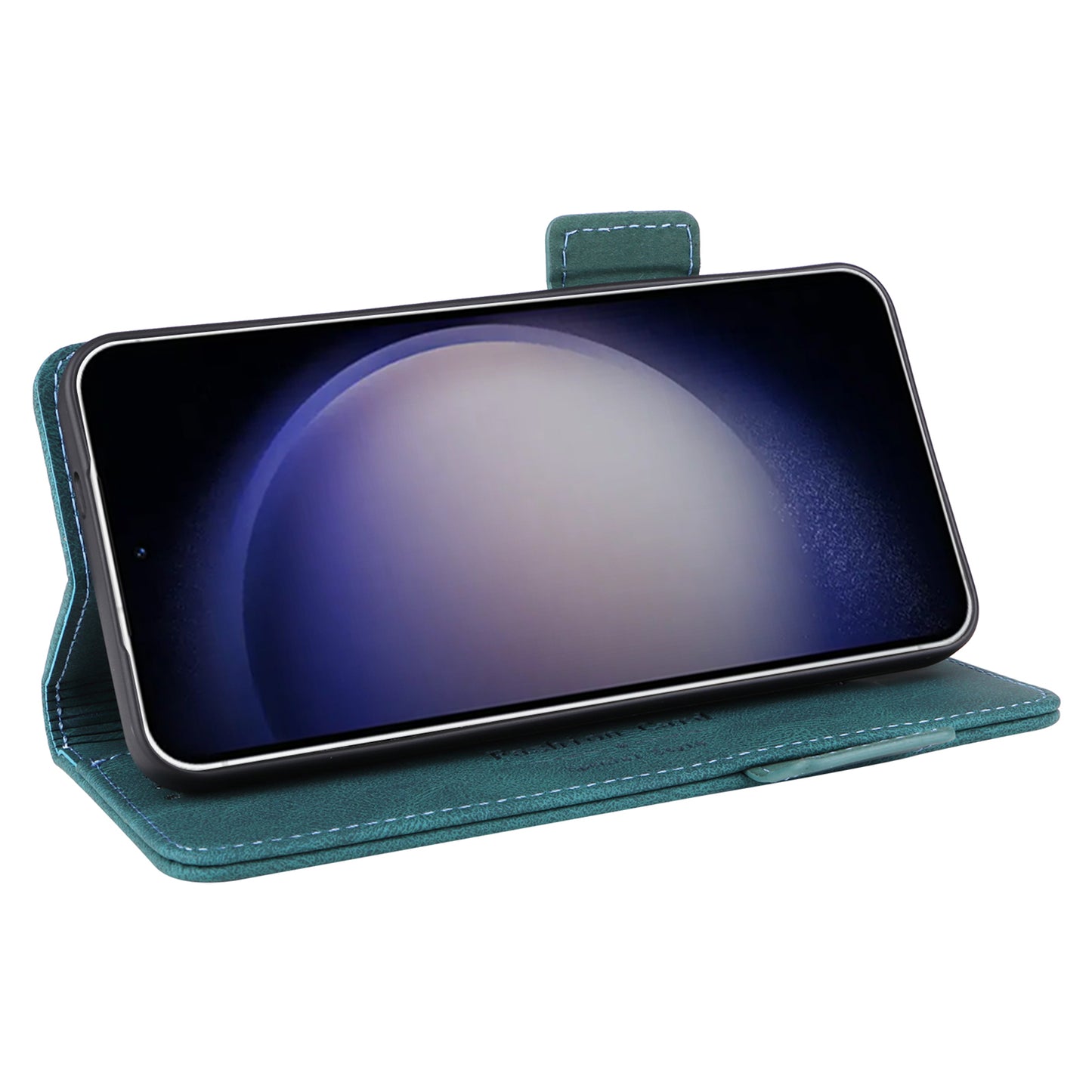 For Samsung Galaxy S24+ Case Wallet Hardware Decor Leather Smart Phone Cover - Blue