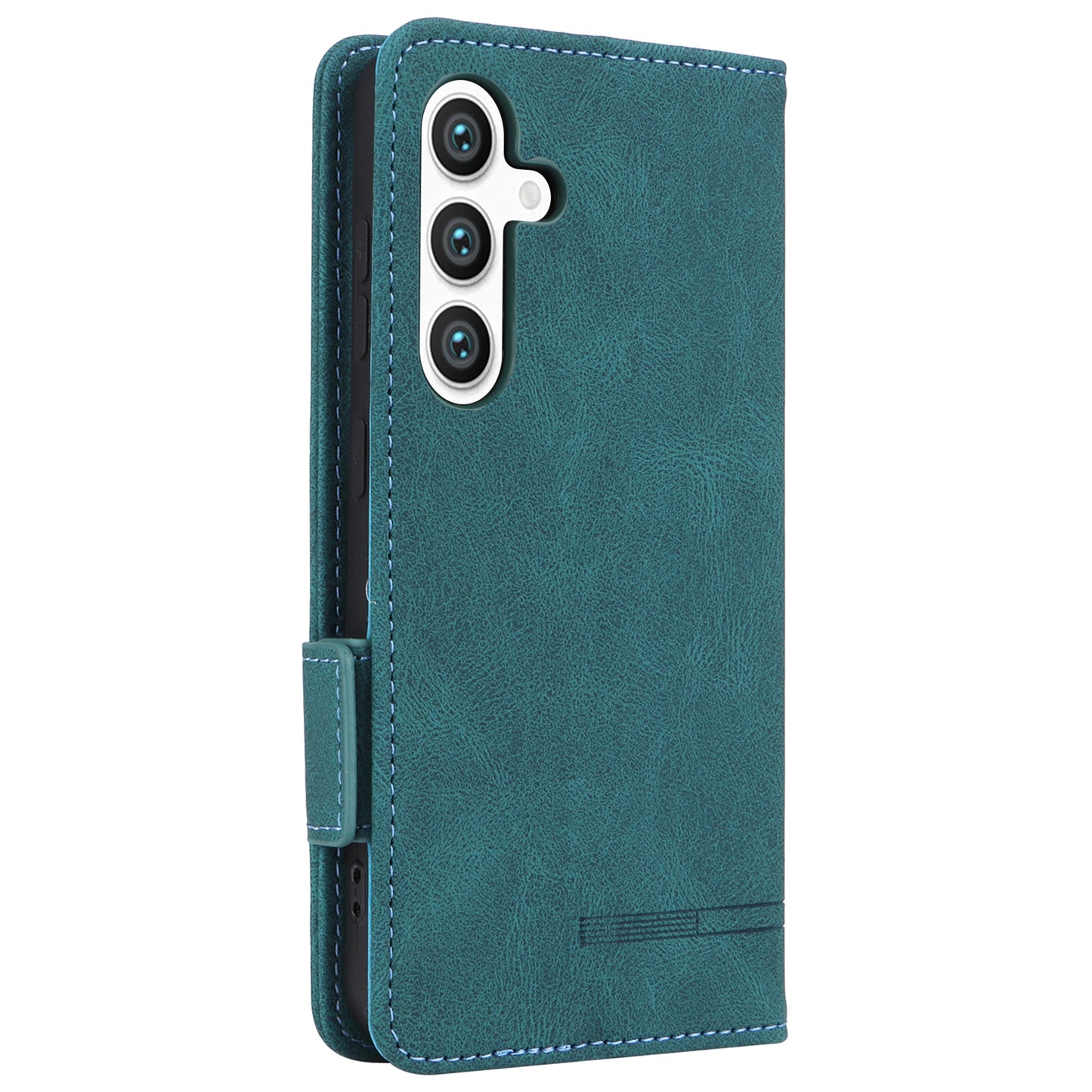 For Samsung Galaxy S24+ Case Wallet Hardware Decor Leather Smart Phone Cover - Blue