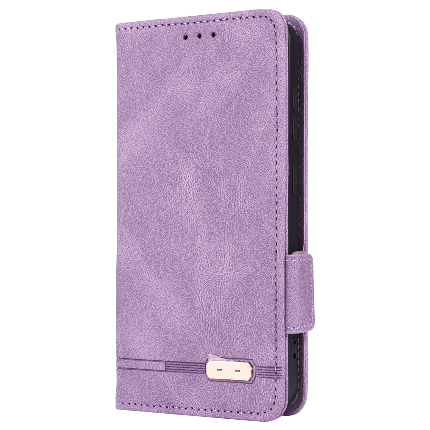 For Samsung Galaxy S24+ Case Wallet Hardware Decor Leather Smart Phone Cover - Purple