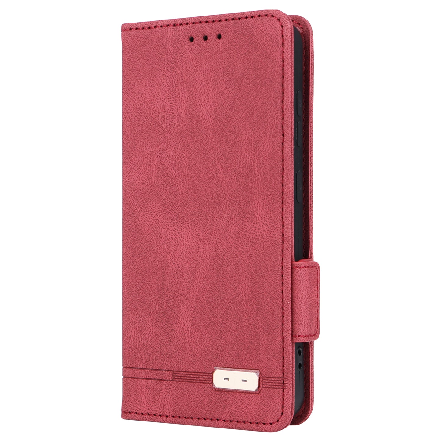 For Samsung Galaxy S24 Case PU Leather Wallet Stand Hardware Decor Phone Protector - Rose