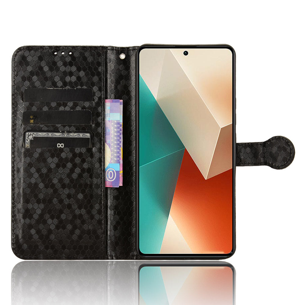 For Xiaomi Redmi Note 13 5G / 13 5G (China) Case Anti-scratch PU Leather Imprinted Wallet Cell Phone Protector - Black