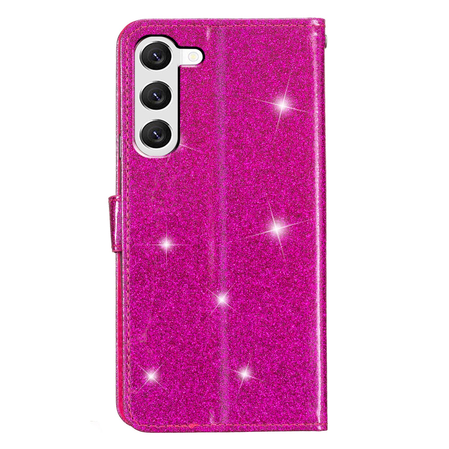 For Samsung Galaxy S24 Case Glittery PU Leather Anti-drop Wallet Cover - Rose