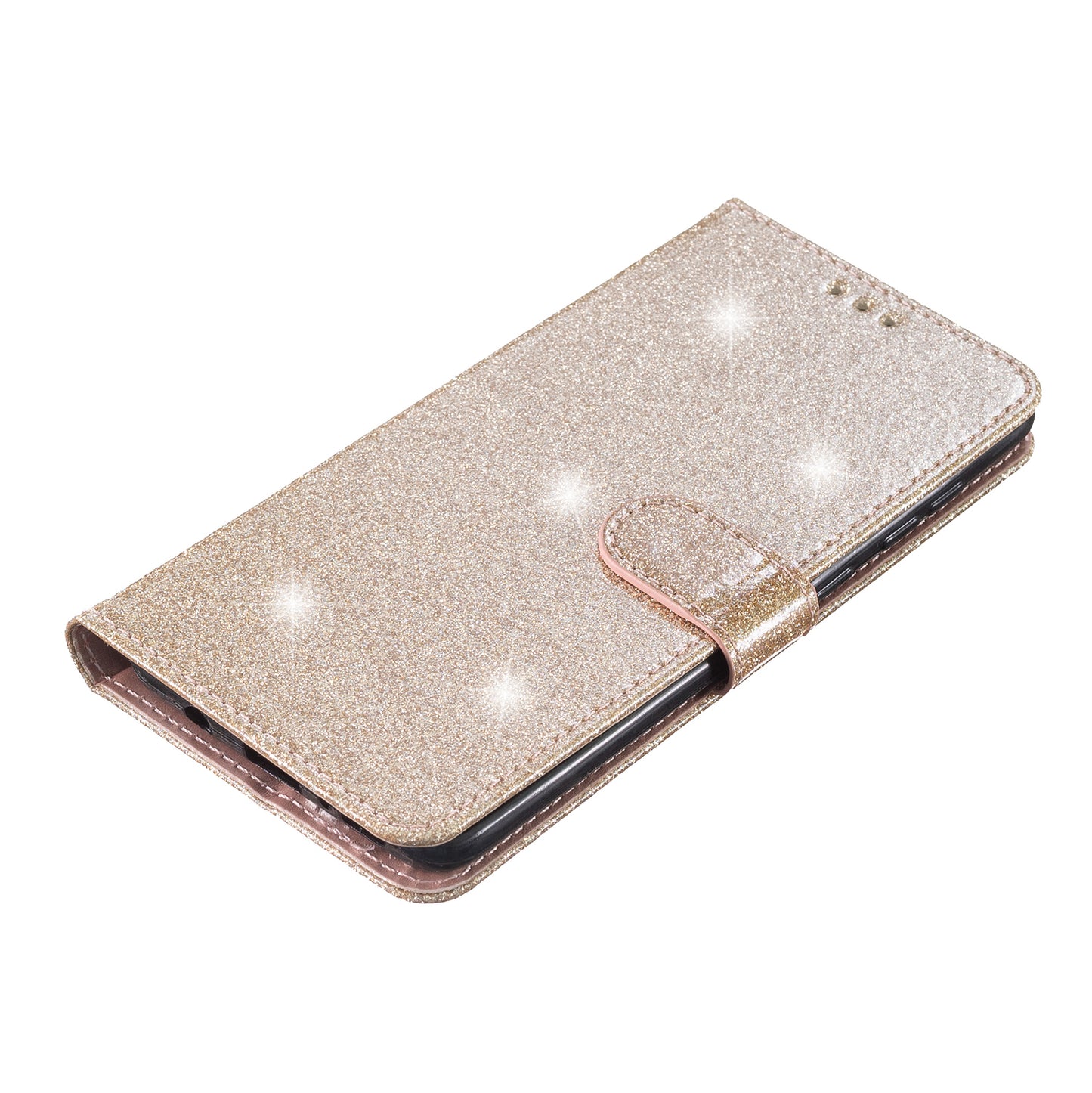 For Samsung Galaxy S24 Case Glittery PU Leather Anti-drop Wallet Cover - Gold