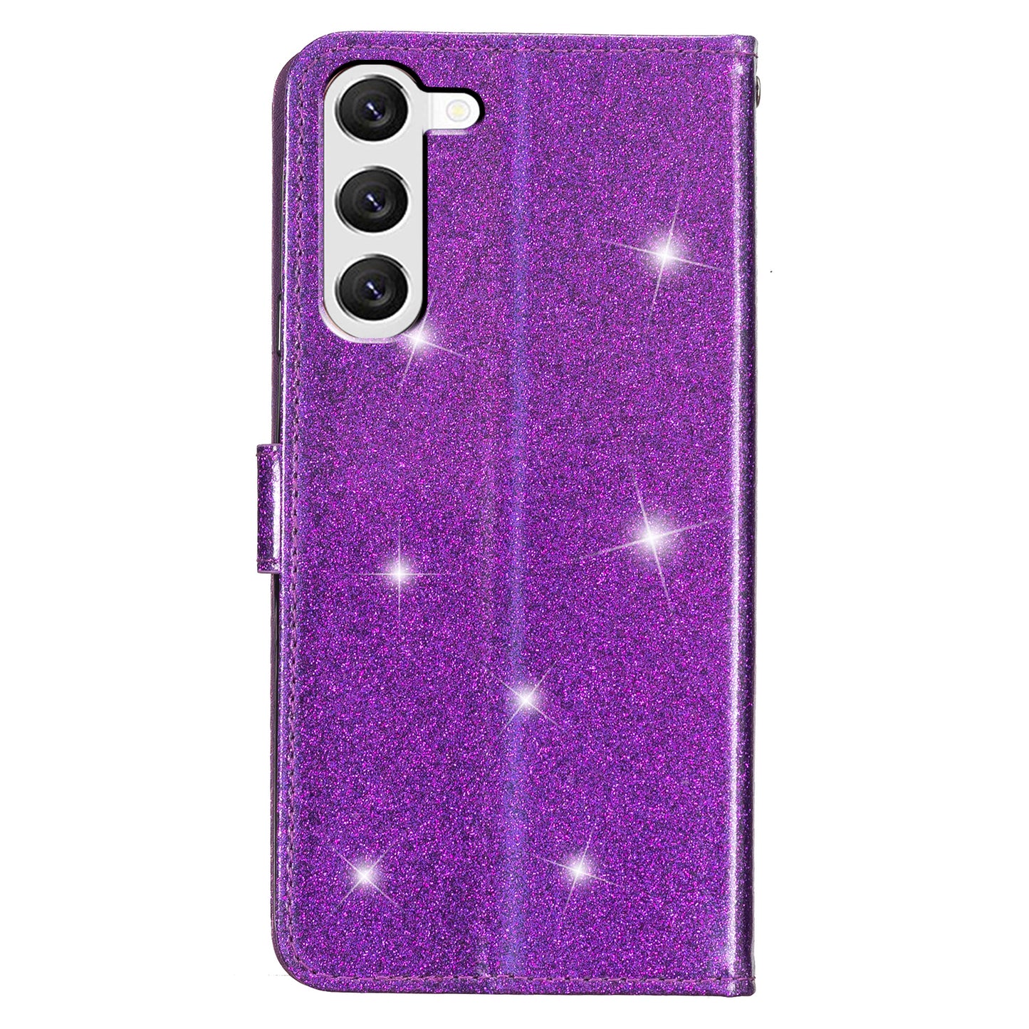 For Samsung Galaxy S24 Case Glittery PU Leather Anti-drop Wallet Cover - Purple