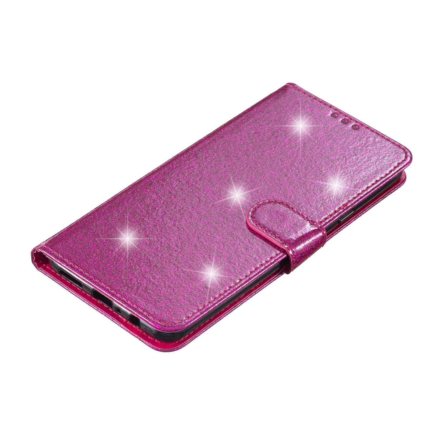 For Samsung Galaxy S24+ Case Glittery Phone Cover with Wallet Stand - Rose