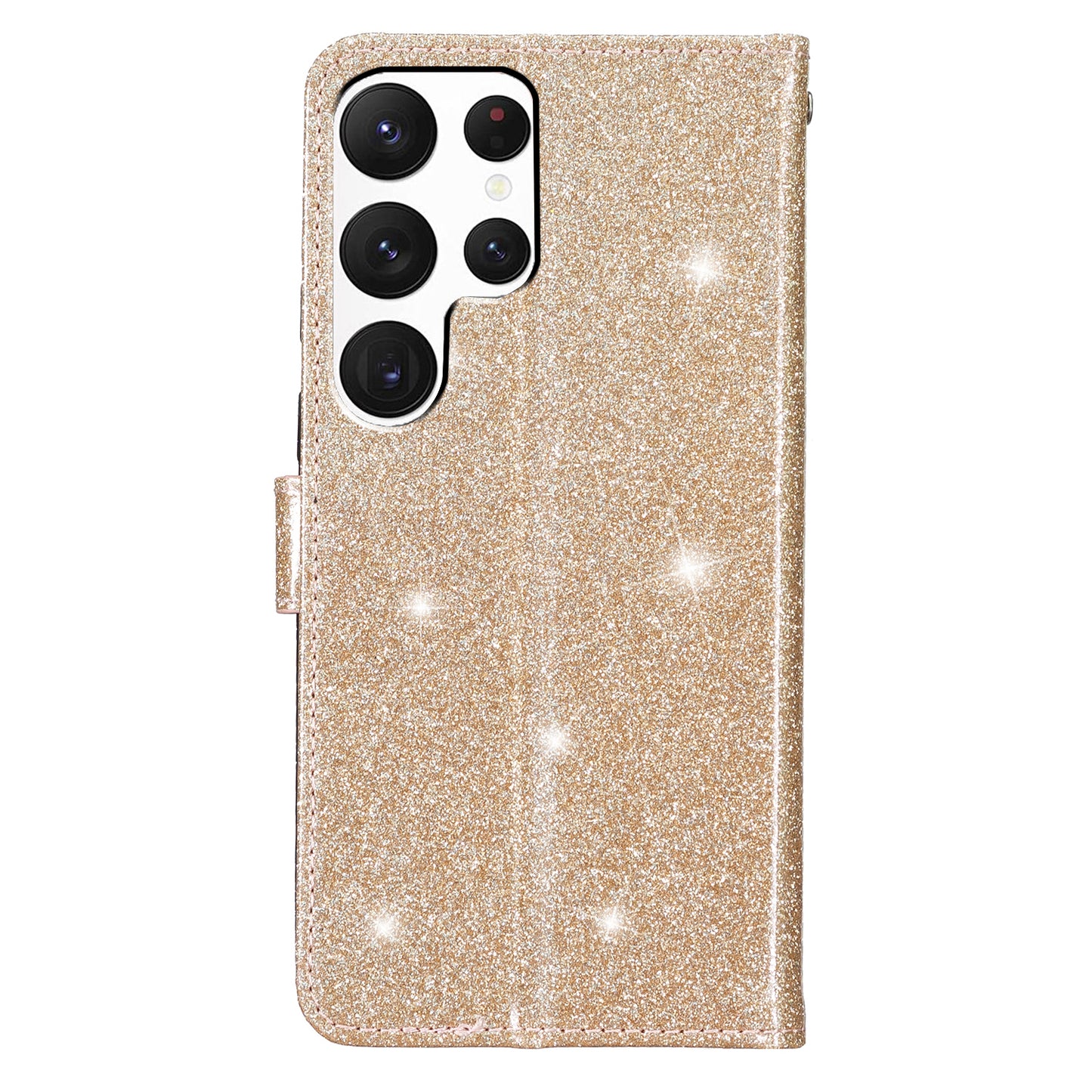 For Samsung Galaxy S24 Ultra Case PU Leather Wallet Glitter Phone Cover - Gold