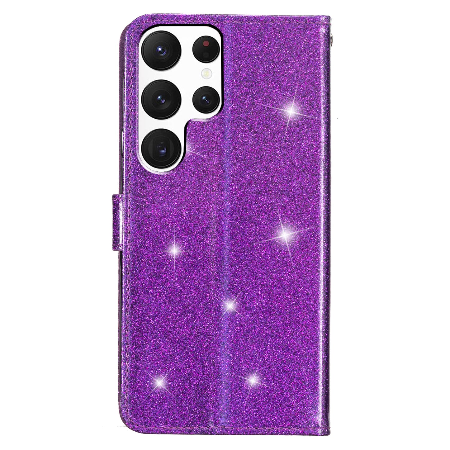 For Samsung Galaxy S24 Ultra Case PU Leather Wallet Glitter Phone Cover - Purple