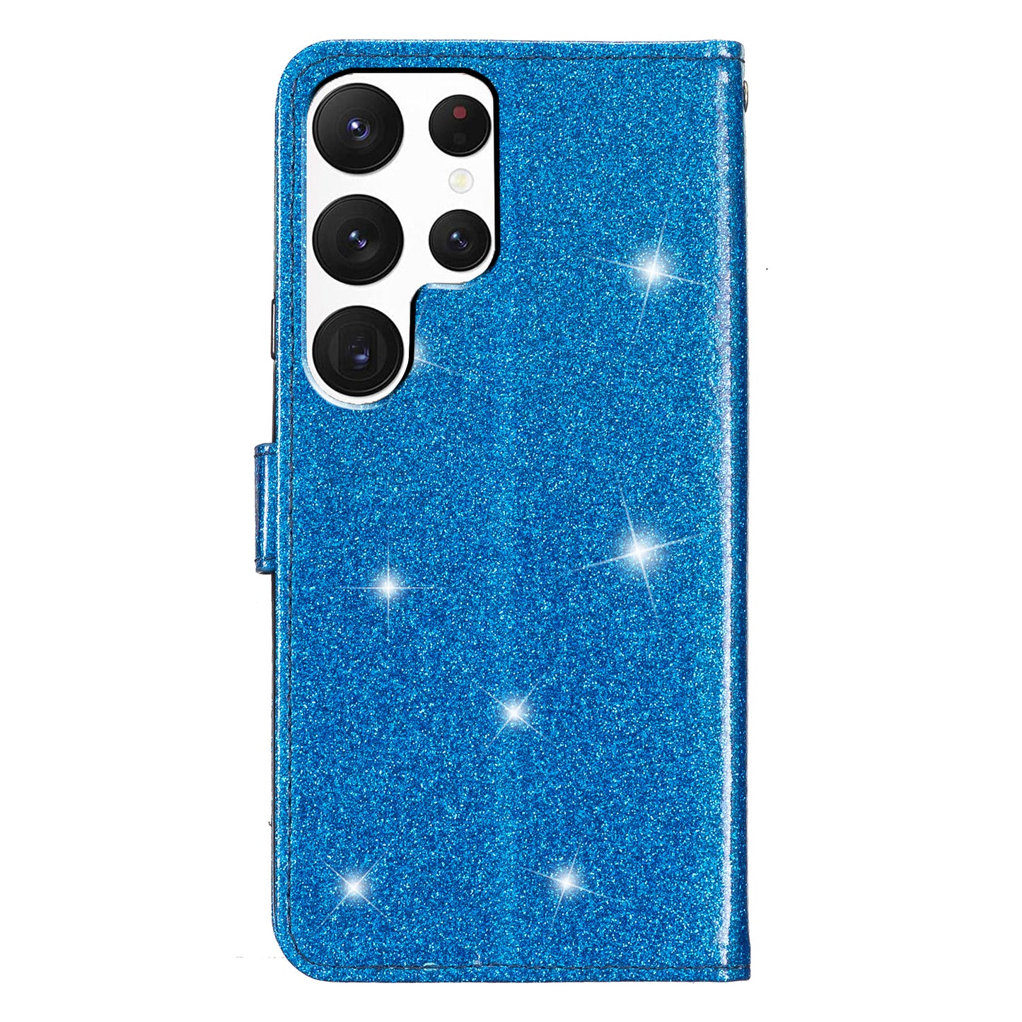 For Samsung Galaxy S24 Ultra Case PU Leather Wallet Glitter Phone Cover - Blue